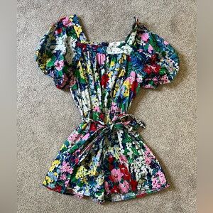 Entro Vibrant Floral Dress with Blue and Pink Accents